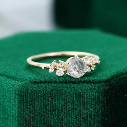 0.45 CT Round Cluster Moissanite Engagement Ring