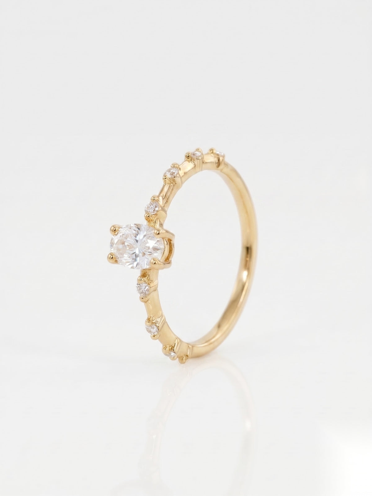 0.5 CT Oval Dainty Pave Moissanite Engagement Ring