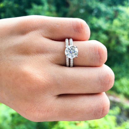 1.85 CT Round Pave Moissanite Engagement Ring