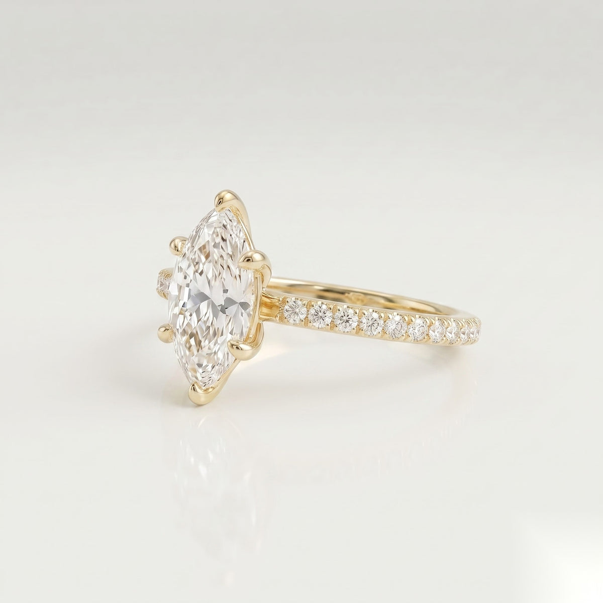 1 CT Marquise Pave Moissanite Engagement Ring