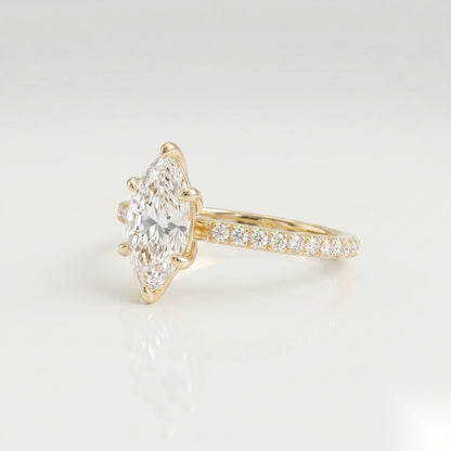 1 CT Marquise Pave Moissanite Engagement Ring