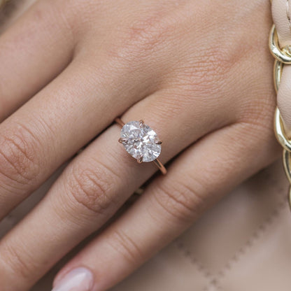 3.5 CT East West Oval Solitaire Moissanite Engagement Ring