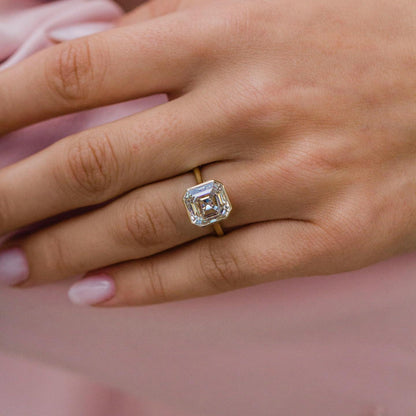 4 CT Asscher Solitaire Moissanite Engagement Ring