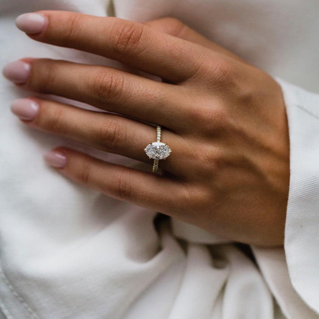 2.5 CT Oval Hidden Halo & Pave Moissanite Engagement Ring