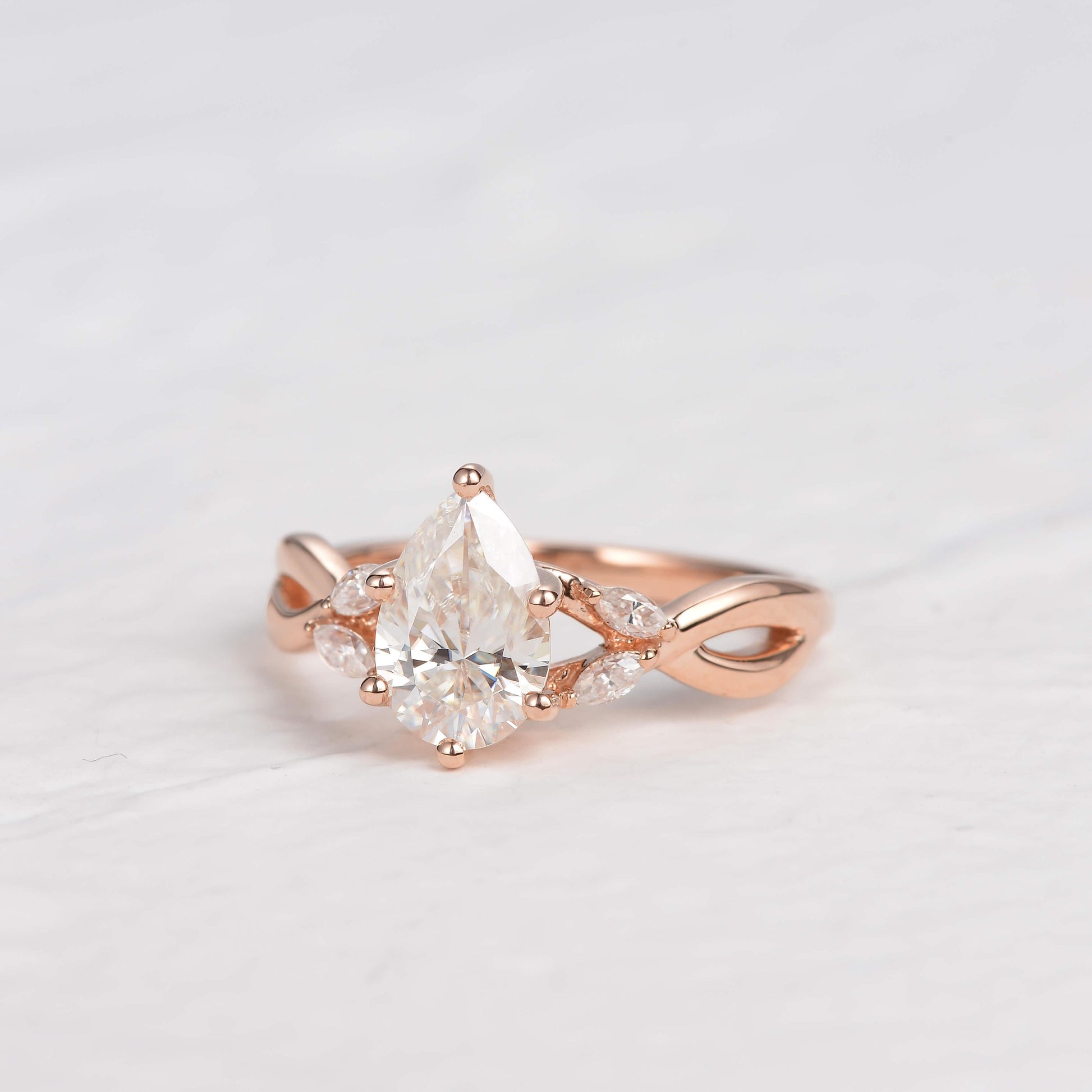 1.52 CT Pear Cluster Moissanite Engagement Ring