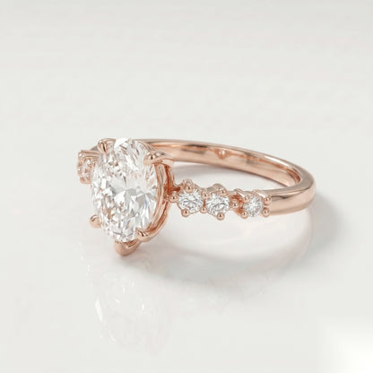 1 CT Oval Pave Moissanite Engagement Ring