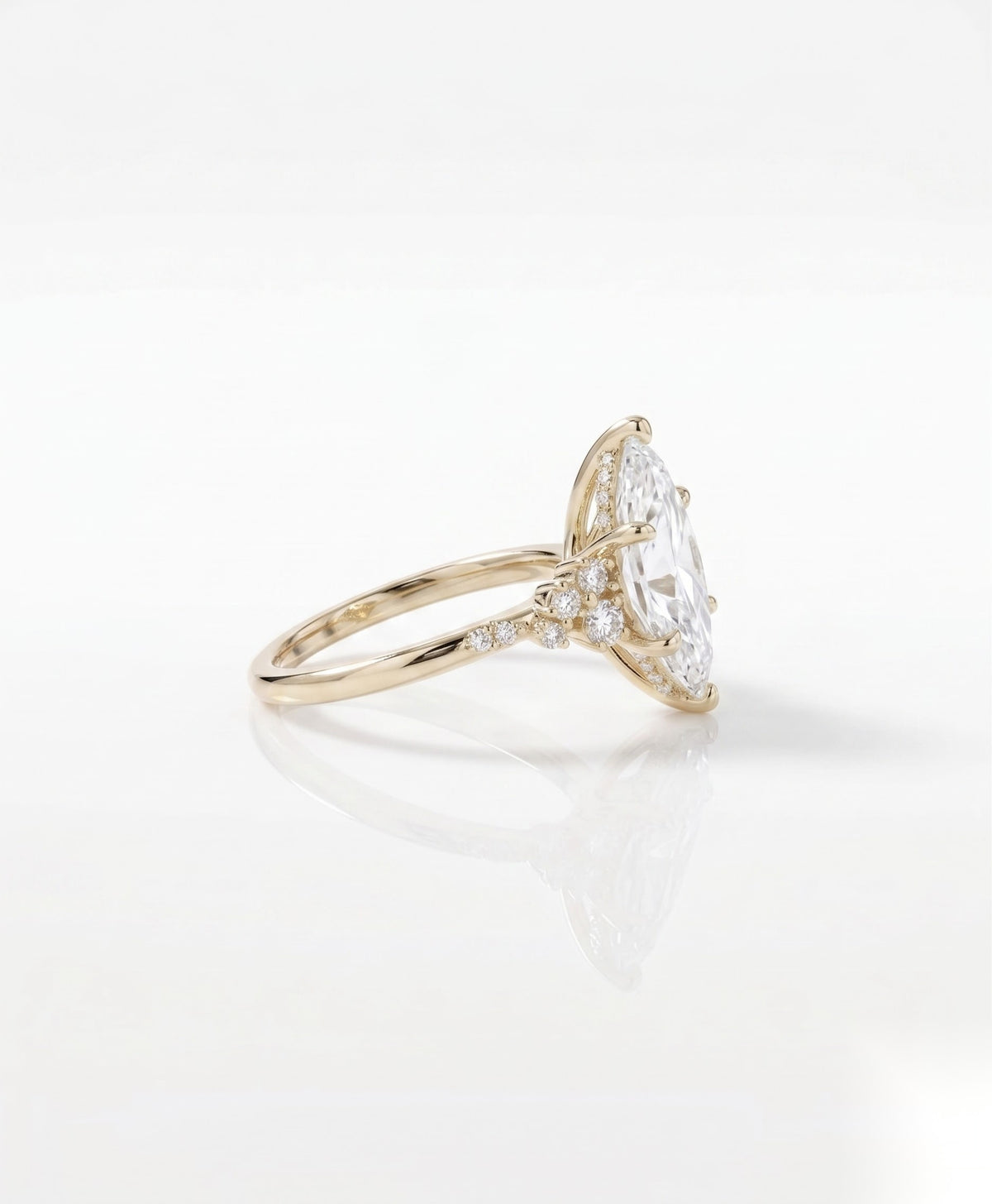 2 CT Marquise Cluster Moissanite Engagement Ring