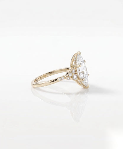 2 CT Marquise Cluster Moissanite Engagement Ring