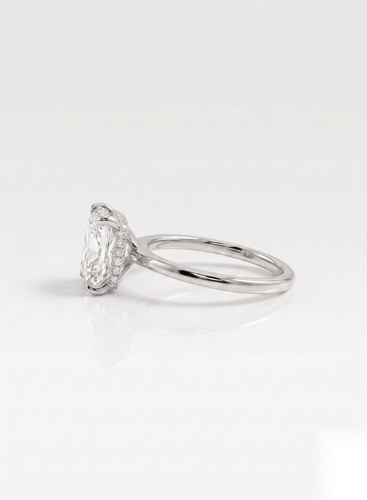 2 CT Radiant Hidden Halo Moissanite Engagement Ring
