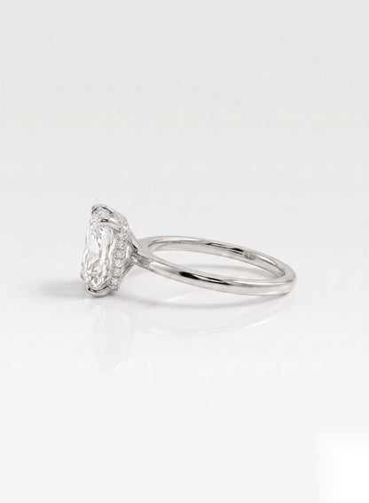 2 CT Radiant Hidden Halo Moissanite Engagement Ring