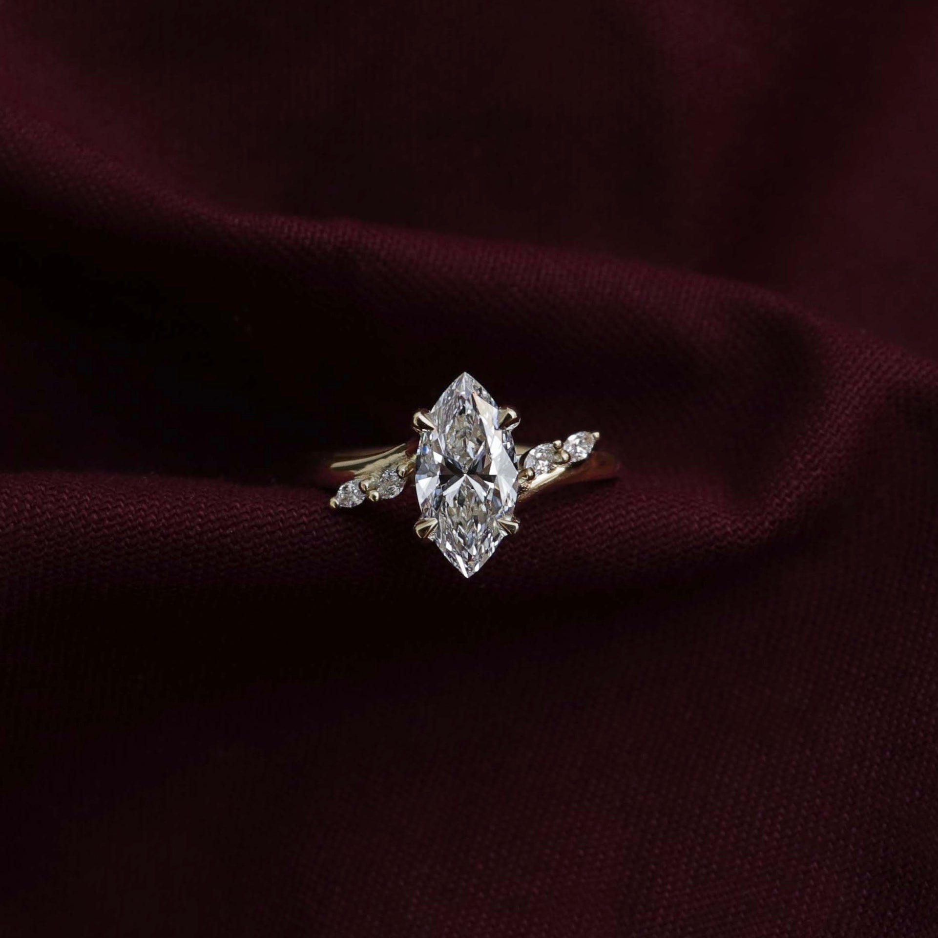 2 CT Marquise Cluster Moissanite Engagement Ring