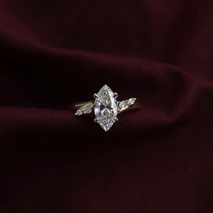 2 CT Marquise Cluster Moissanite Engagement Ring