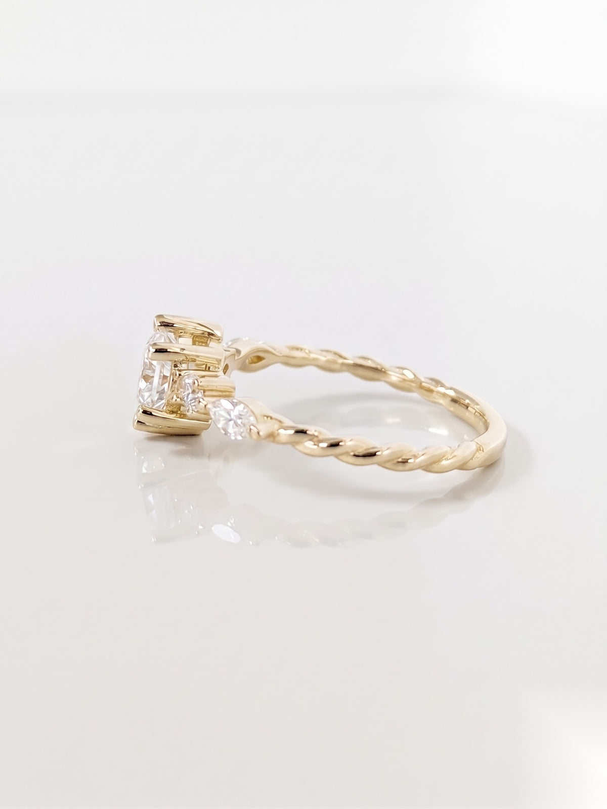 0.5 CT Round Dainty Pave Moissanite Engagement Ring