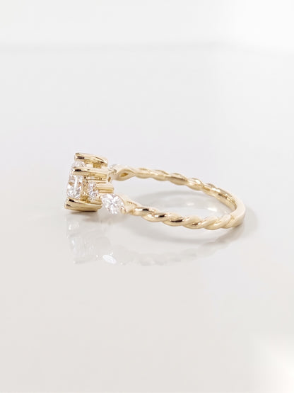 0.5 CT Round Dainty Pave Moissanite Engagement Ring