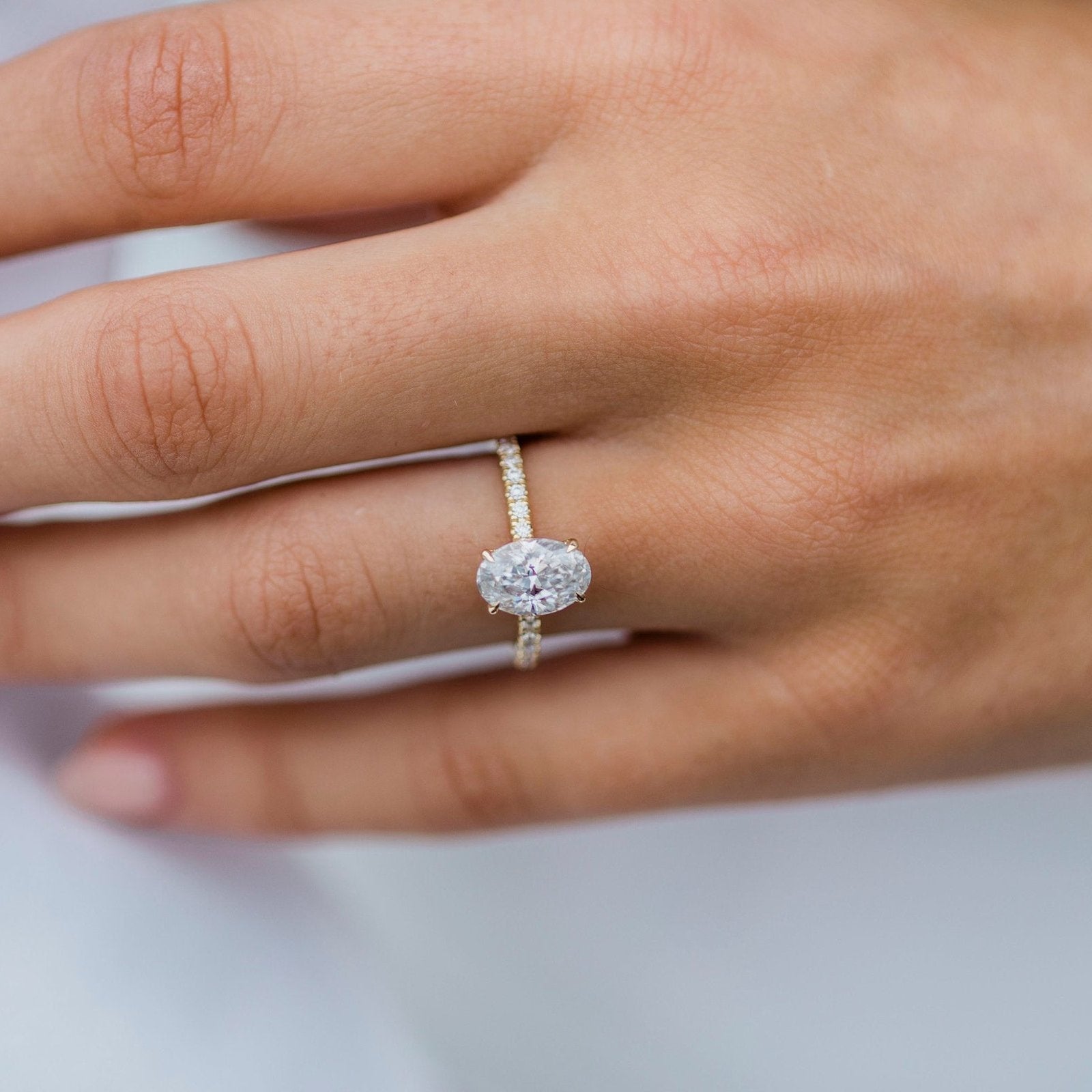 1.85 CT Oval Hidden Halo & Pave Moissanite Engagement Ring
