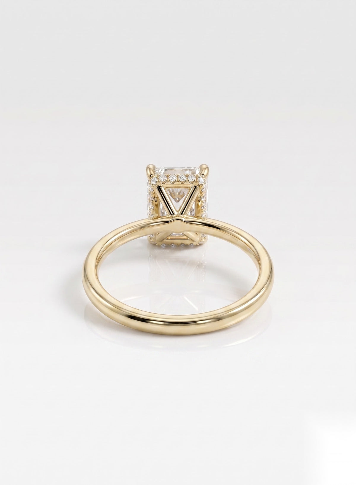 2 CT Radiant Hidden Halo Moissanite Engagement Ring