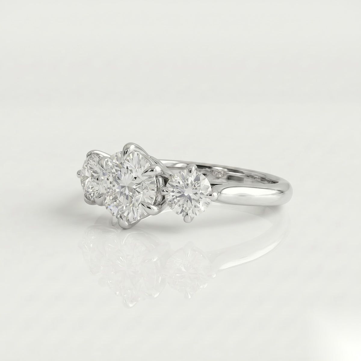 1 CT Round Three Stone Moissanite Engagement Ring