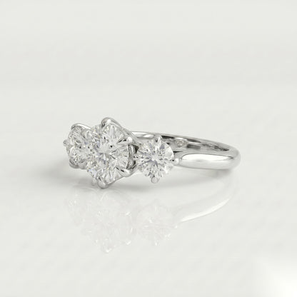 1 CT Round Three Stone Moissanite Engagement Ring