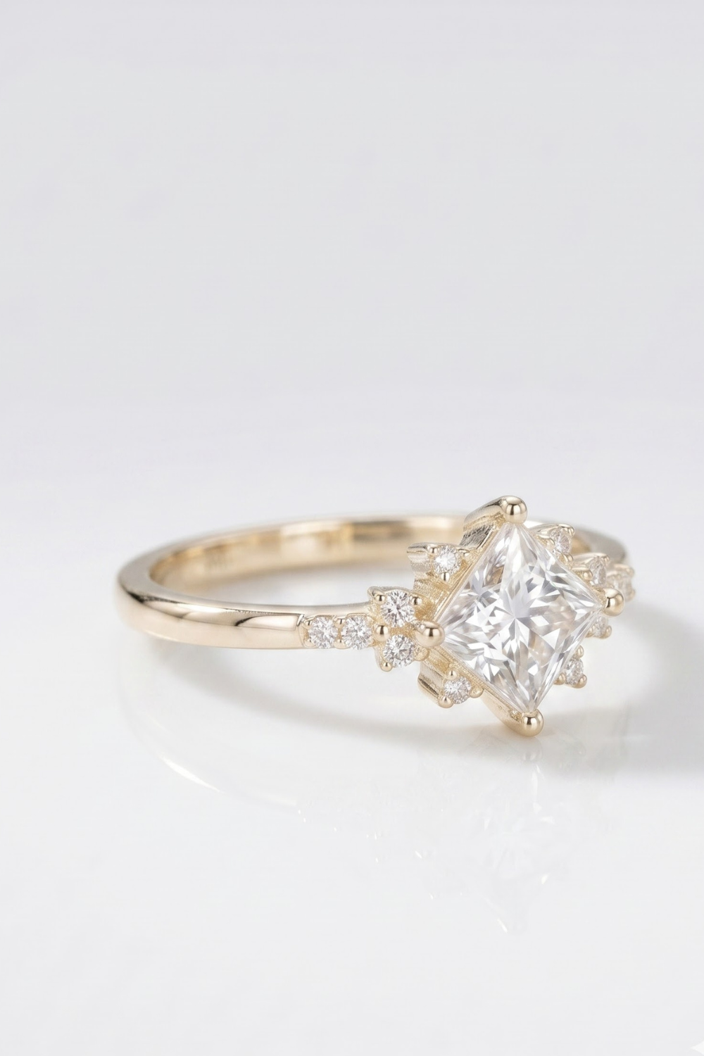 1 CT Princess Cluster Moissanite Engagement Ring