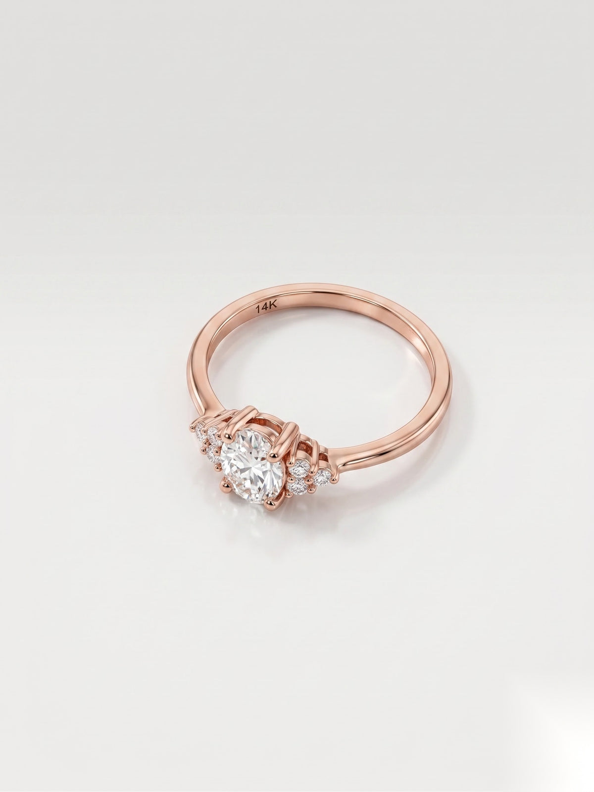 0.75 CT Oval Cluster Moissanite Engagement Ring