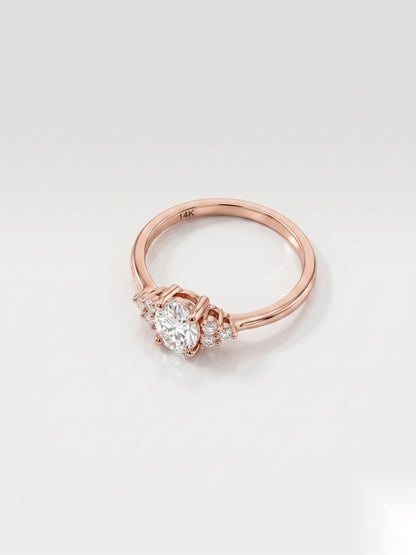 0.75 CT Oval Cluster Moissanite Engagement Ring