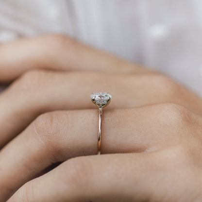 1.33 CT Oval Hidden Halo Moissanite Engagement Ring
