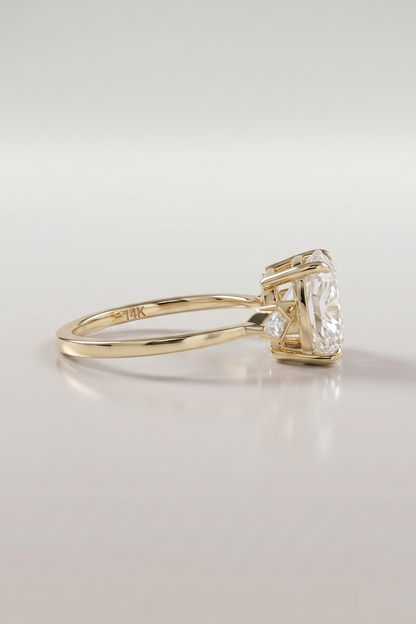2.5 CT Cushion Three Stone Moissanite Engagement Ring