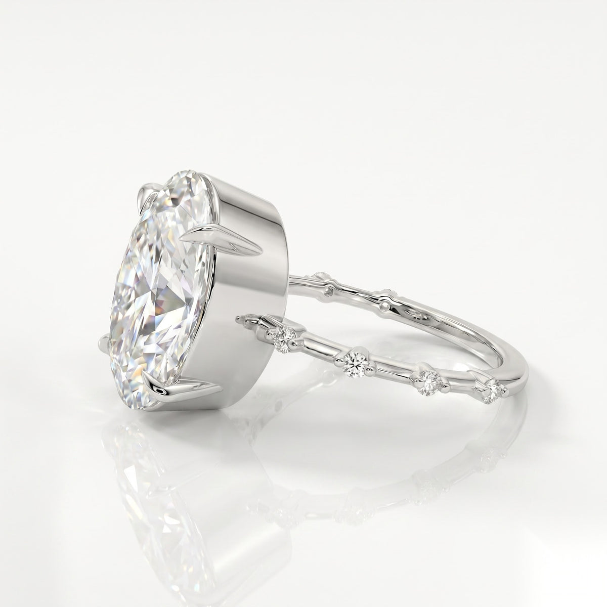 5 CT Oval Pave Moissanite Engagement Ring