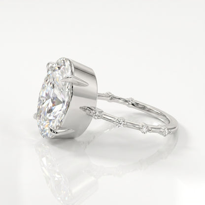 5 CT Oval Pave Moissanite Engagement Ring