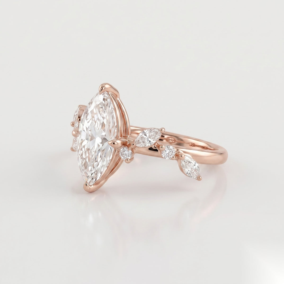 1.5 CT Marquise Dainty Pave Moissanite Engagement Ring