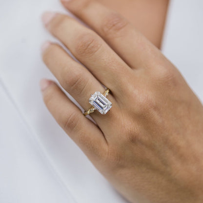 4.1 CT Emerald Pave Moissanite Engagement Ring