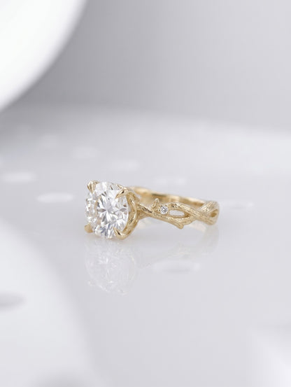 2 CT Round Nature Inspired Moissanite Engagement Ring