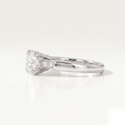 0.5 CT Round Dainty Pave Moissanite Engagement Ring