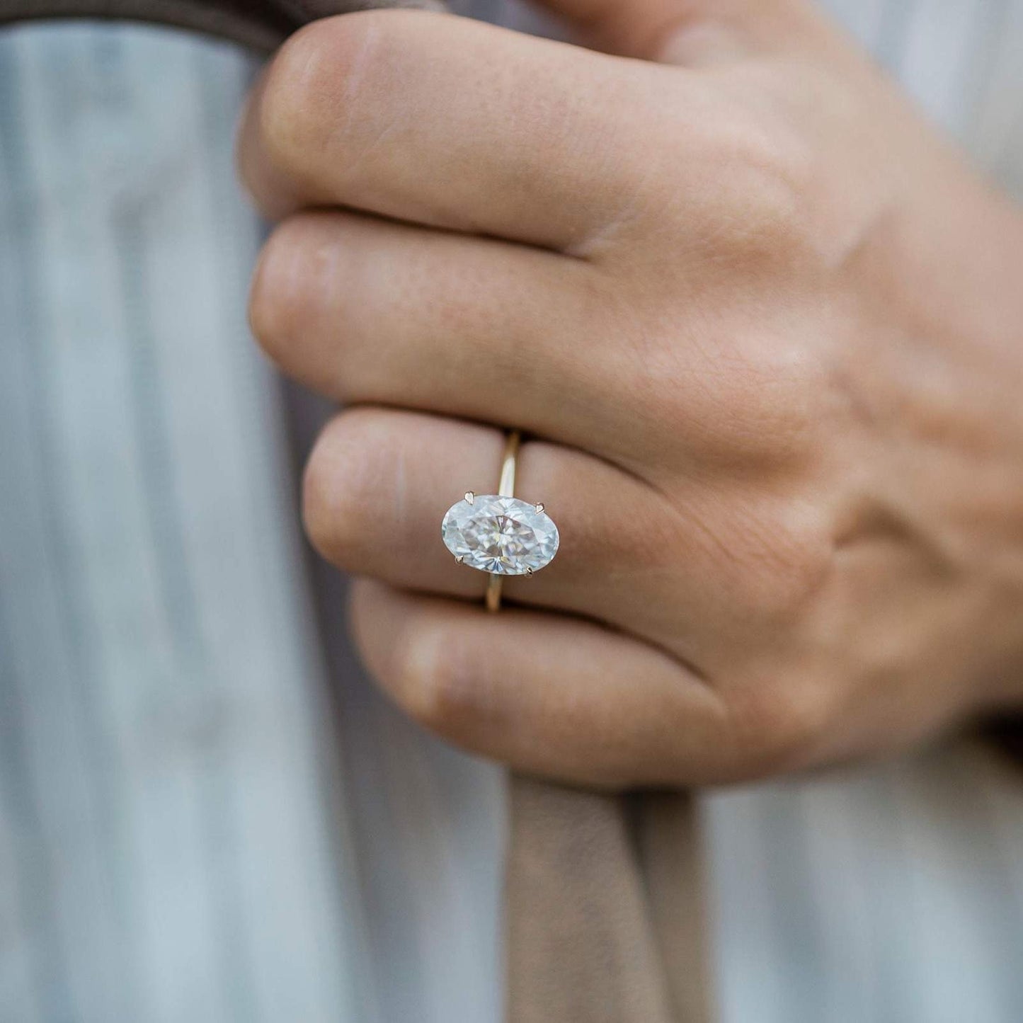 4 CT Oval Solitaire Moissanite Engagement Ring