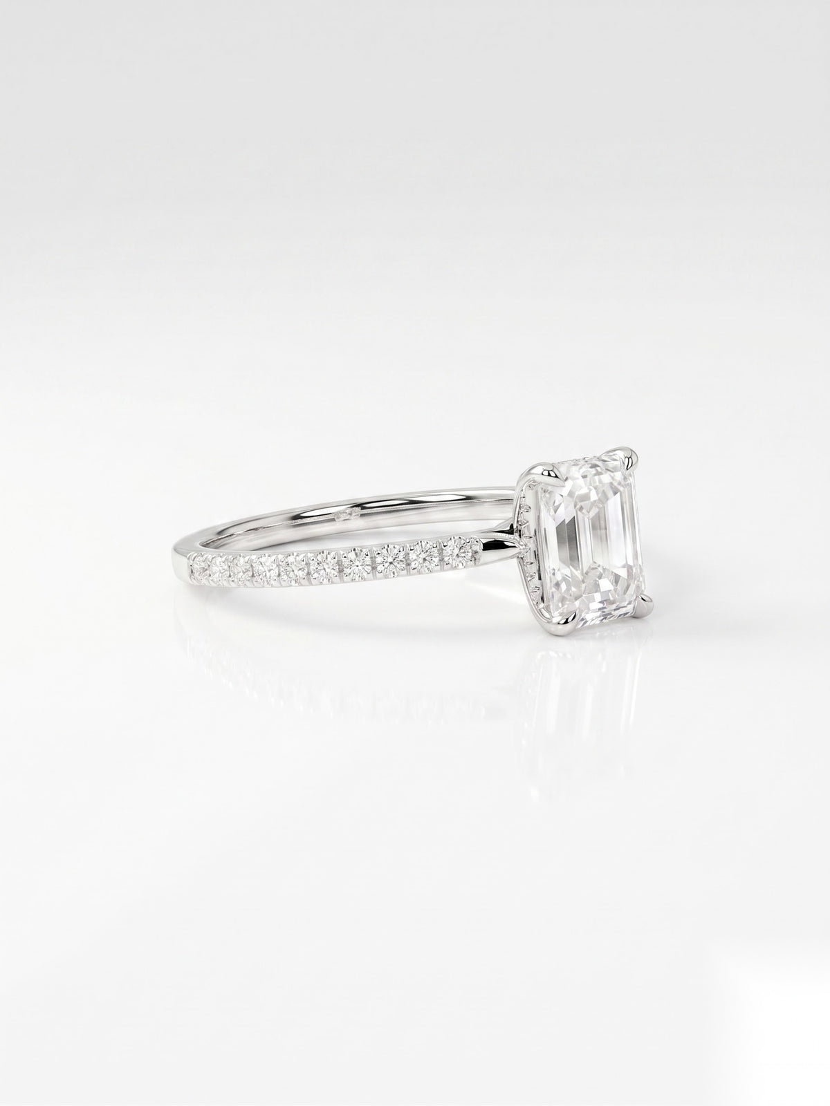 1 CT Emerald Hidden Halo & Pave Moissanite Engagement Ring