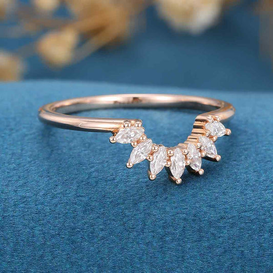 2 TCW Marquise Curved Moissanite Wedding Band