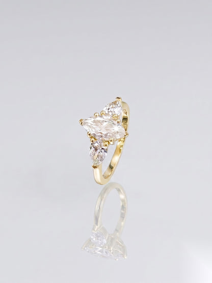 2.5 CT Marquise Three Stone Moissanite Engagement Ring