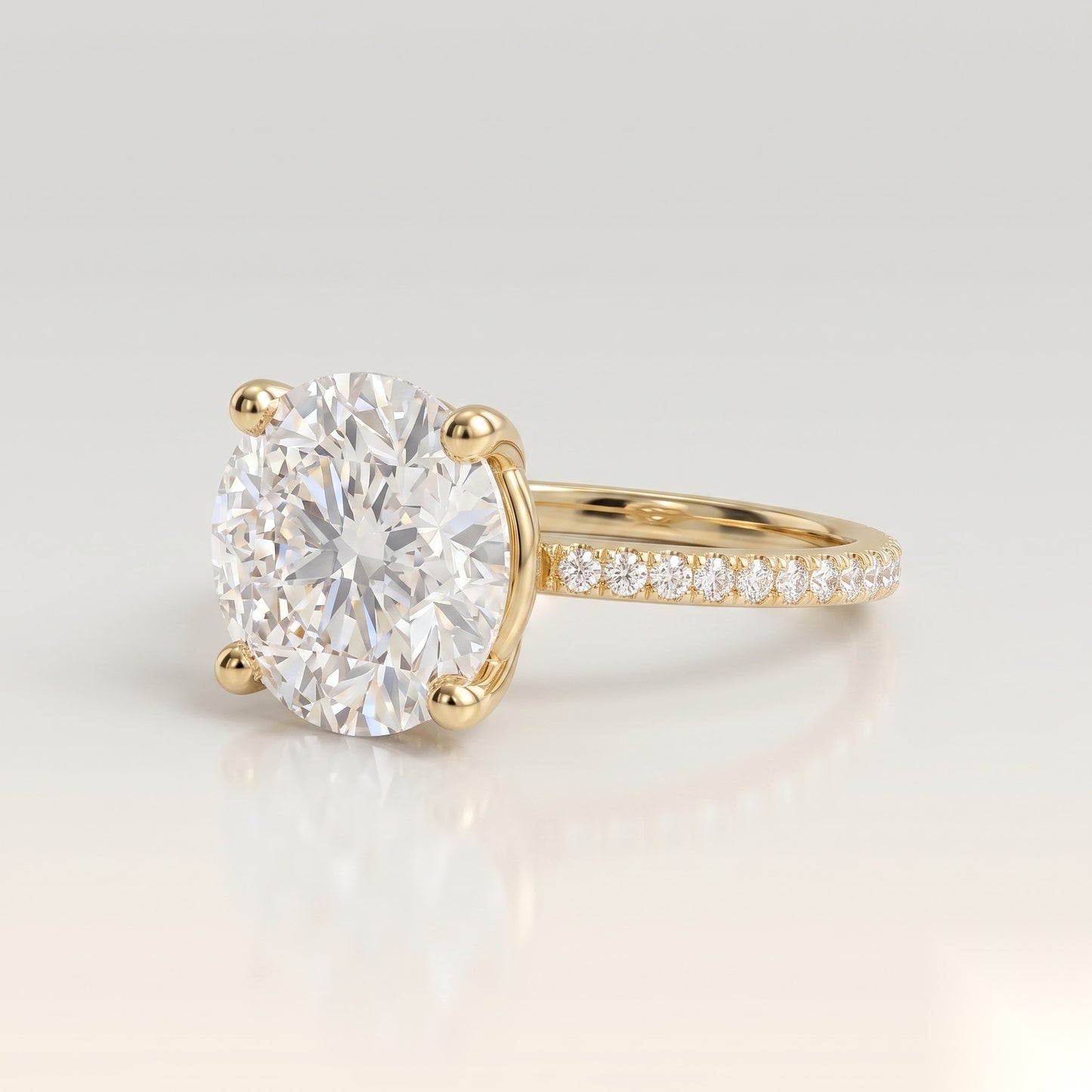 4 CT Round Hidden Halo & Pave Moissanite Engagement Ring