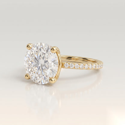 4 CT Round Hidden Halo & Pave Moissanite Engagement Ring