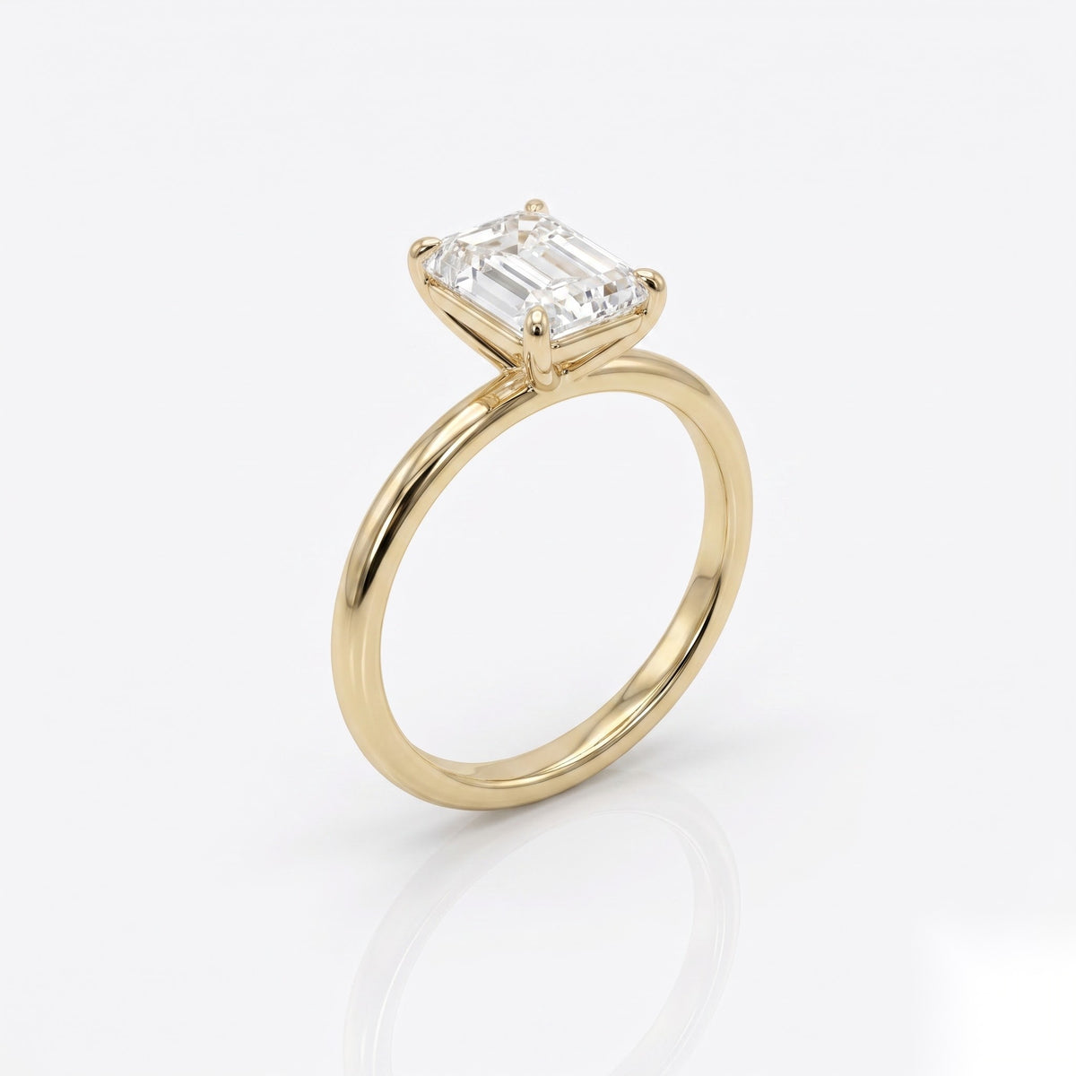 1.5 CT Emerald Solitaire Moissanite Engagement Ring