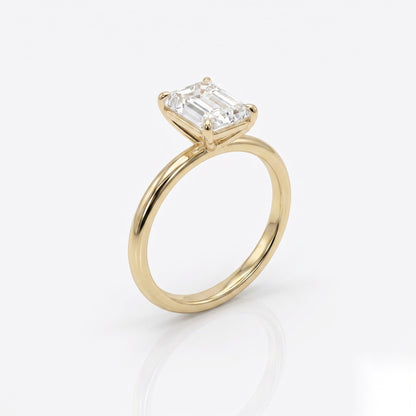 1.5 CT Emerald Solitaire Moissanite Engagement Ring