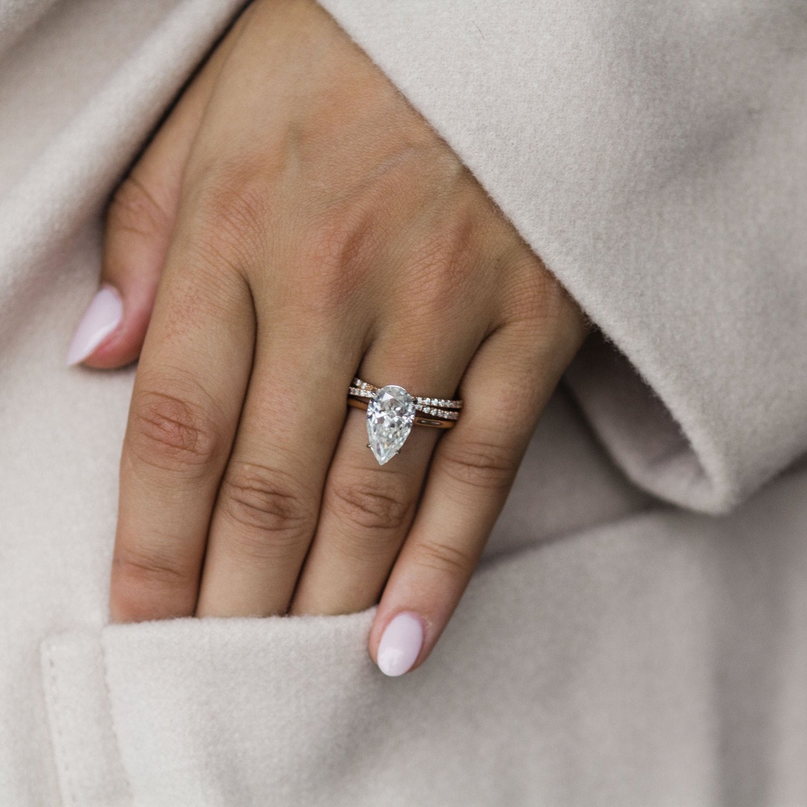 4.5 CT Pear Pave Moissanite Engagement Ring
