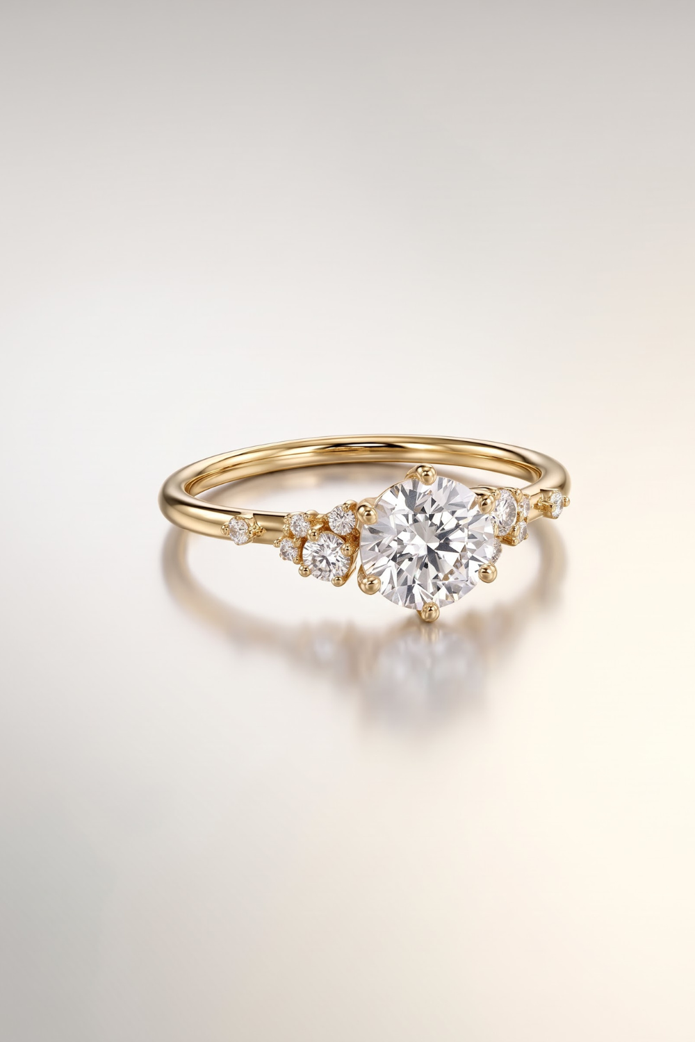 1 CT Round Cluster Moissanite Engagement Ring