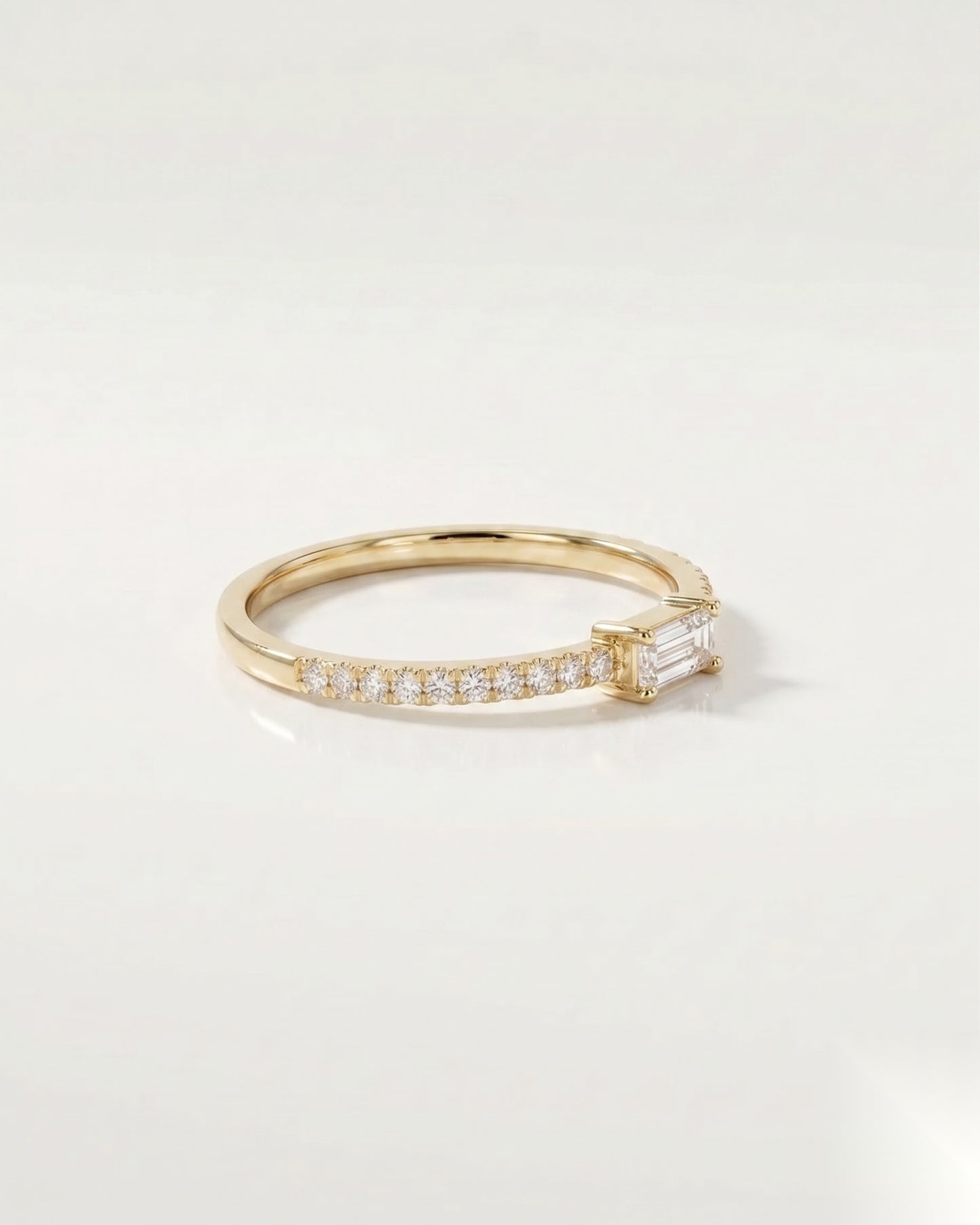 0.14 CT Baguette Pave Moissanite Engagement Ring