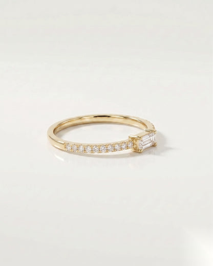 0.14 CT Baguette Pave Moissanite Engagement Ring