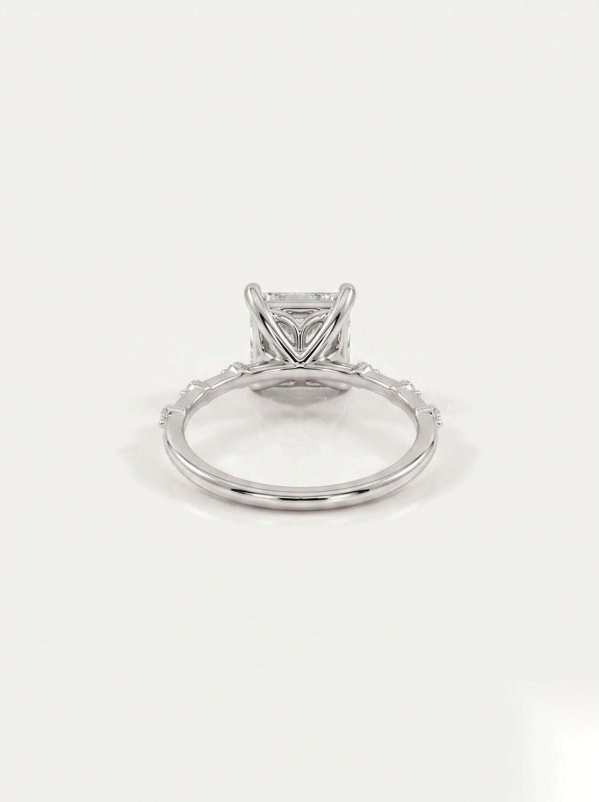 2 CT Princess Dainty Pave Moissanite Engagement Ring
