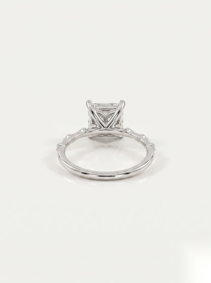 2 CT Princess Dainty Pave Moissanite Engagement Ring