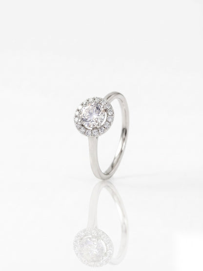 1 CT Round Halo Moissanite Engagement Ring