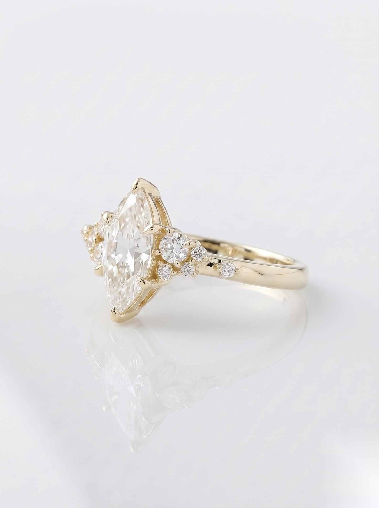 1 CT Marquise Pave Moissanite Engagement Ring