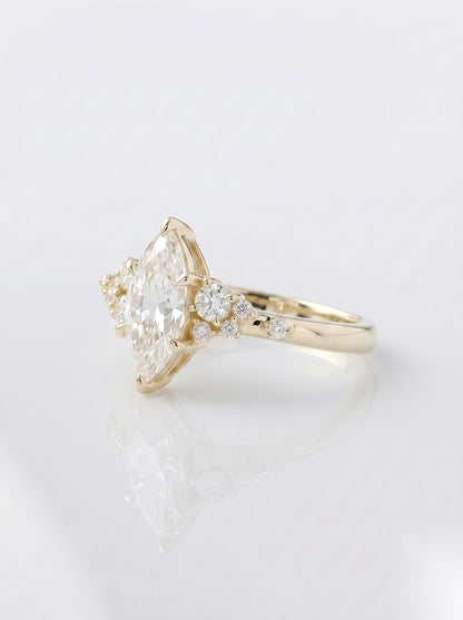 1 CT Marquise Pave Moissanite Engagement Ring